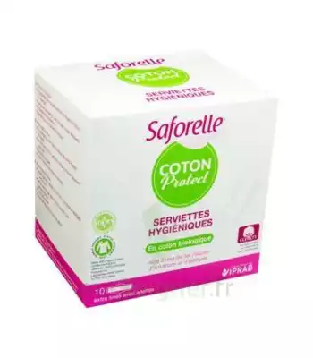 Saforelle Coton Protect Serviette Jetable Avec Ailette B/10 à Mérignac